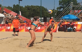 Beach Volleyball women take first win 